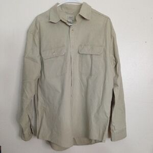 Men's Beige Button-Up Shirt